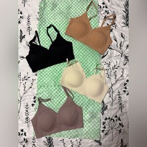 SHEIN 4-Pack Smooth T-Shirt Bras in Black, Brown, Cream & Mauve 🤎